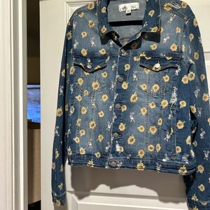 Disney Blue and Yellow Sunflower Denim Jacket Brand New Never Worn